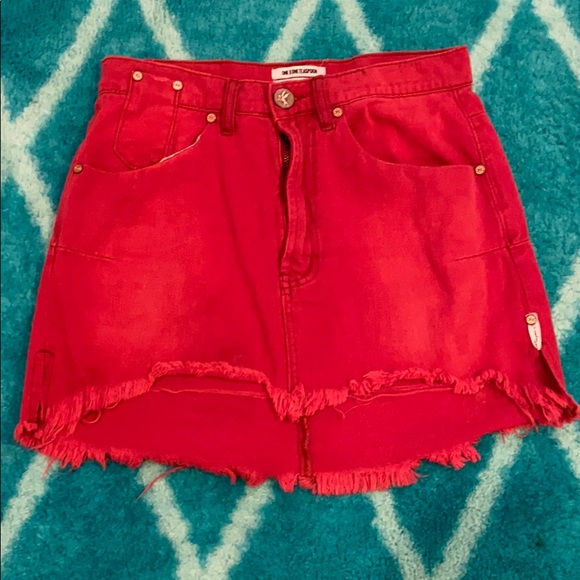One Teaspoon Dresses & Skirts - One Teaspoon red denim skirt